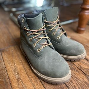Olive green suede Timberlands